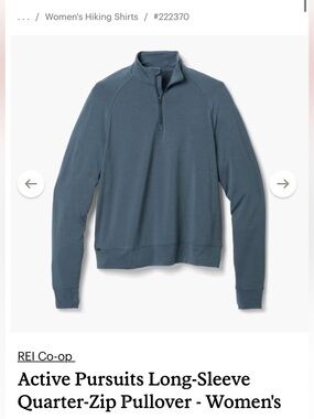 REI Active Pursuits Long-Sleeve Quarter-Zip Pullover Women’s Size S Zip Pocket